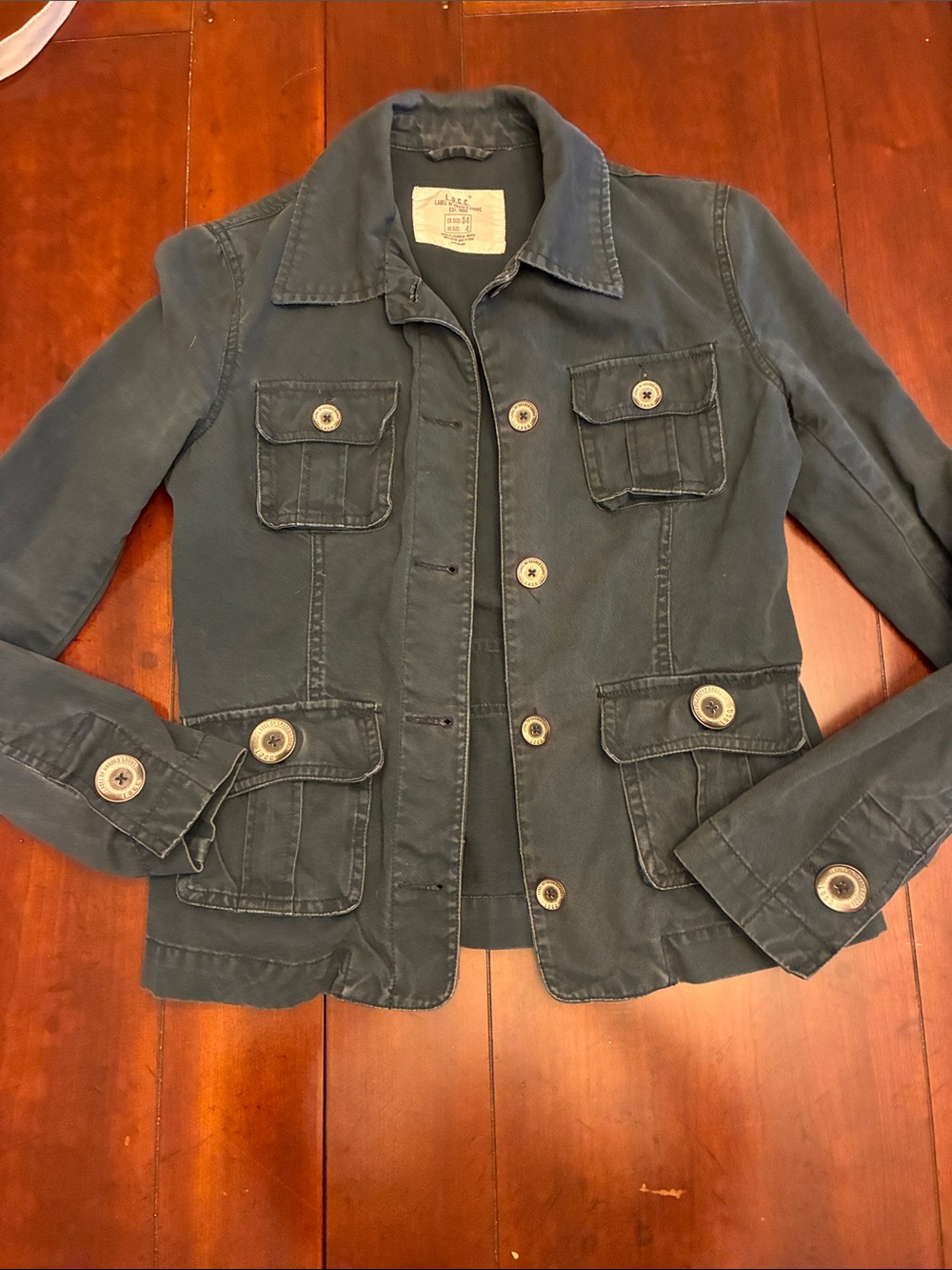 H&M Women's Teal Utility Jacket with Buttoned Flap Pockets
